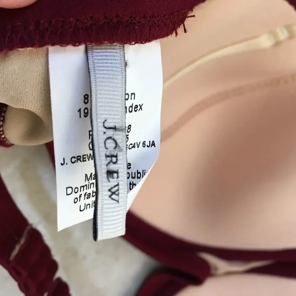 J CREW STRAPLESS BANDEAU BIKINI TOP IN WINE‎